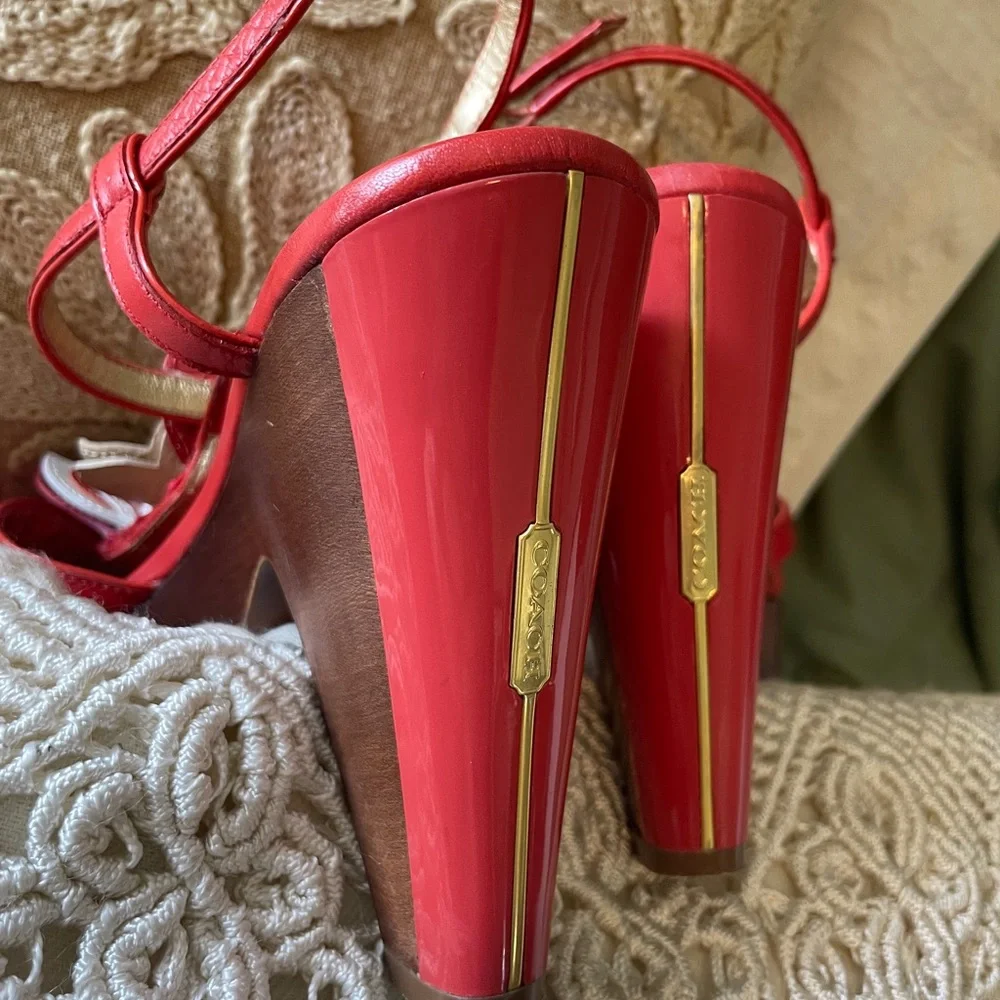 COACH orange floral platform shoe - Picture 7 of 8